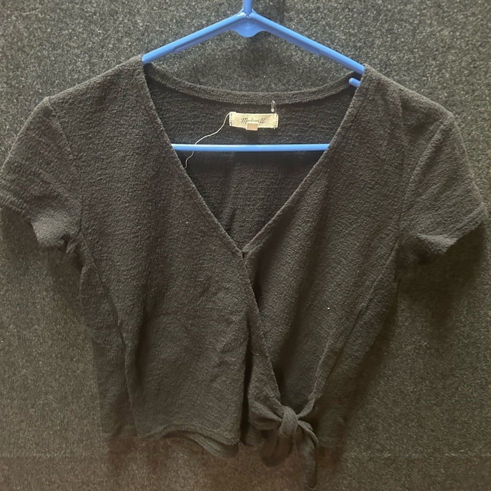 Madewell black wrap top with tie XXS